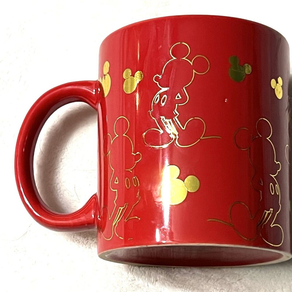 Disney Mickey Mouse Coffee Mug Red And Gold- 4.25” X 3.75” - Picture 4 of 7